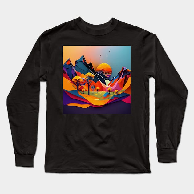 Colorful Mountains Long Sleeve T-Shirt by taoistviking